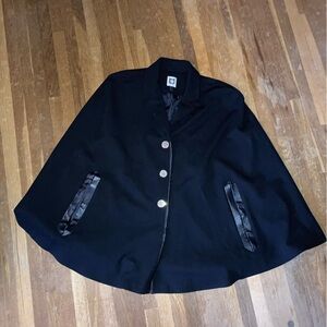 Women's Black Anne Klein Notch-Collar Cape-size M